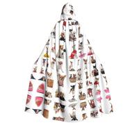 VCzsdff Carino Chihuahua Pug Pattern Stampa Carnevale Partito Forniture, Adulto Economico Mantello Con Cappuccio Mantello Con Cappuccio 57.8 Pollici Lunghezza Per Halloween