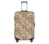 VCzsdff Carino Dog Bone Bowl Woof Paw Stampa Bagagli Copertura Lavabile Valigie Protettore Anti Graffio Valigia Copertura Adatto 18 a 32 Pollici Bagagli, bianco, XL