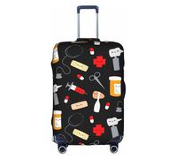 VCzsdff Cartone animato Medicina Modello Stampa Dei Bagagli Copertura Lavabile Valigia Protector Anti Graffio Copertura Della Valigia Adatto 18 a 32 Pollici Bagagli, bianco, S