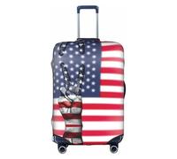 VCzsdff Copertura per bagagli con stampa bandiera americana e pace hippie lavabile protezione antigraffio per valigie adatta per bagagli da 45,7 a 81,7 cm, bianco, M