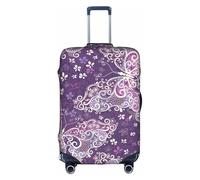 VCzsdff Copertura per bagagli con stampa di farfalle viola, lavabile, antigraffio, adatta per bagagli da 45 a 81 cm, bianco, S