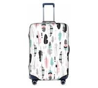 VCzsdff Copertura per bagagli con stampa di piume, lavabile, antigraffio, adatta per bagagli da 45,7 a 81,7 cm, bianco, M
