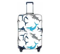 VCzsdff Copertura per bagagli con stampa di squali, lavabile, antigraffio, adatta per bagagli da 45,7 a 81,7 cm, bianco, S