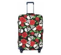 VCzsdff Copertura per bagagli con stampa di teschi e rose, lavabile, antigraffio, adatta per bagagli da 45 a 81 cm, bianco, XL