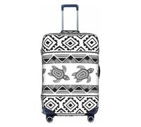 VCzsdff Copertura per bagagli con stampa etnica a righe tartaruga lavabile, antigraffio, adatta per bagagli da 45 a 81 cm, bianco, L