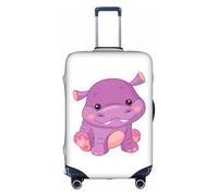 VCzsdff Copertura per bagagli con stampa ippopotamo viola con cartoni animati, lavabile, antigraffio, adatta per bagagli da 45,7 a 81,7 cm, bianco, L