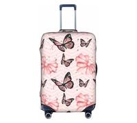 VCzsdff Copertura per valigie lavabile con stampa di farfalle rosa, antigraffio, adatta per bagagli da 45,7 a 81,7 cm, bianco, L