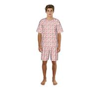 VCzsdff Dolce lecca-lecca Cupcake stampa estate sonno set per gli uomini, ricca camicia stampata con pantaloncini elastici, regalo leggero loungewear, Nero , L