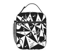 VCzsdff Elegante borsa termica per il pranzo con stampa di note musicali, borsa termica per il pranzo, borsa termica portatile con tracolla rimovibile e tasche
