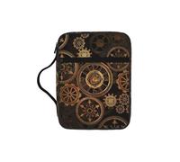 VCzsdff Gears Clock Bronze Century Printed Scripture Storage Bag, Water Resistant Stationery Holder, Church Worship Study Case