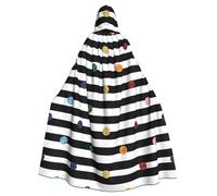 VCzsdff Glitter arcobaleno Polka Dot Stripe stampa in bianco e nero forniture per feste di carnevale, mantello con cappuccio economico per adulti, mantello con cappuccio lunghezza 140 cm per Halloween