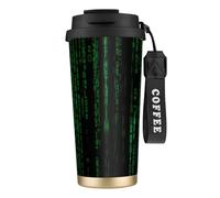 VCzsdff Hacker Era Bicchiere da caffè isolato con coperchio a prova di perdite, tazza da viaggio in acciaio inossidabile 316 con cinturino da polso