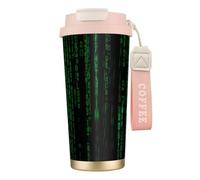 VCzsdff Hacker Era Bicchiere da caffè isolato con coperchio a prova di perdite, tazza da viaggio in acciaio inossidabile 316 con cinturino da polso