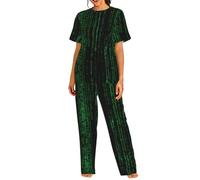 VCzsdff Hacker Era - Set di biancheria da notte da donna stampata, abbigliamento casual per casa, viaggi e studenti universitari, Nero , L