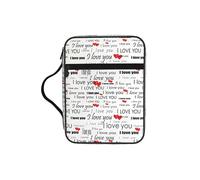 VCzsdff I Love You Words with Hearts Printed Scripture Storage Bag, Water Resistant Stationery Holder, Church Worship Study Case