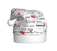 VCzsdff I Love You Words With Hearts Stampa Unisex Adulto Cerimonia Annuale 1 Pz Fasce di Natale Decorazione Albero di Natale Pupazzo di Neve Cappello di Babbo Natale