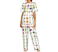 VCzsdff Introduzione di vari set di biancheria da notte delle donne stampate di verdure, Loungewear casual per la casa, viaggi e campus degli studenti, Nero , XL