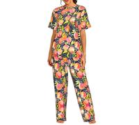 VCzsdff La pesca variopinta ha stampato l'insieme degli indumenti da notte delle donne, Loungewear casuali per la casa, il viaggio & il campus dello, Nero , S