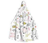 VCzsdff Love Cartoon Fox Adulto Poliestere Cappuccio Mantello,Halloween Con Cappuccio Robe Con Papillon,Mantello Cosplay