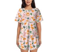 VCzsdff Lovely Corgi - Set da notte casual da donna, estivo, a maniche corte, con bottoni e pantaloncini elastici con tasche laterali, Nero , 3XL