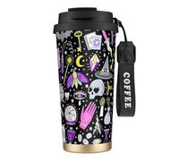 VCzsdff Magic Witch - Bicchiere da caffè isolato con coperchio a prova di perdite, tazza da viaggio in acciaio inossidabile 316 con cinturino da polso