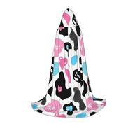 VCzsdff Mucca Nascondere Con Cuori Moo Love Gothic Medievale Mantello Con Cappuccio Per Adolescenti Cosplay Costume Rinascimento Fiera Palcoscenico Teatro Robe