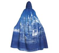 VCzsdff Nota musicale blu stampa forniture per feste di carnevale, mantello con cappuccio economico per adulti, mantello con cappuccio lunghezza 157,8 cm per Halloween