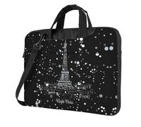 VCzsdff Notte Parigi Torre Eiffel Stampa Antiurto Borsa Del Computer Portatile Heavy Duty Oxford Panno Borsa A Tracolla Imbottita Cartella Del Computer Per Il, Nero , 15.6 inch
