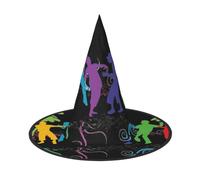 VCzsdff Persone astratte che stampano il cappello di Halloween del panno di Oxford di Cosplay per le parti di Halloween, leggero cappello della strega alto 1
