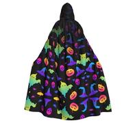 VCzsdff Rainbow Halloween Ghost Witch Hat Spiders Stampa Carnevale Forniture per feste, Mantello economico con cappuccio per adulti, Mantello con cappuccio 140 cm di lunghezza per Halloween