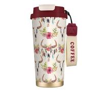 VCzsdff Runner Bull Skull - Bicchiere da caffè isolato con coperchio a prova di perdite, tazza da viaggio in acciaio inossidabile 316 con cinturino da polso