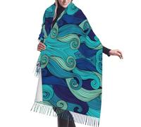 VCzsdff Sciarpe alla moda con stampa a onde oceaniche sciarpe autunno inverno scialli e involucri di Natale per le donne per tutte le stagioni regalo