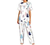 VCzsdff Set da notte da donna con alberi e calzini, abbigliamento casual per casa, viaggi e studenti, Nero , S