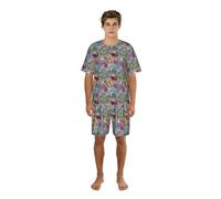 VCzsdff Set da notte estivo da uomo, con stampa zebrata, camicia con pantaloncini elastici, leggera idea regalo, Nero , L