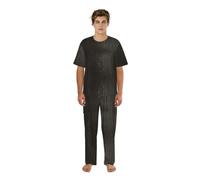 VCzsdff Set di biancheria da notte da uomo a maniche corte con stampa di geroglifici dell'antico Egitto, pantaloni lunghi, girocollo, abbigliamento da notte, Nero , XL