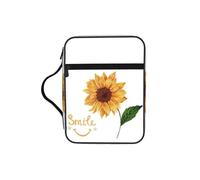 VCzsdff Smile Face Girasole Stampato Scripture Storage Bag, Water Resistant Stationery Holder, Church Worship Study Case