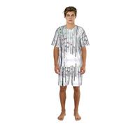 VCzsdff Snow Deer Bird Brich Tree Print Summer Sleep Set per gli uomini, ricca camicia stampata con pantaloncini elastici, regalo leggero, Nero , XL