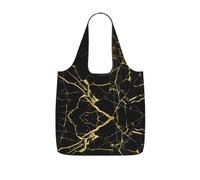 VCzsdff Spalla leggera riutilizzabile del poliestere della borsa da mercato riutilizzabile del totalizzatore della drogheria della stampa del marmo nero dell'oro 25l Carryall