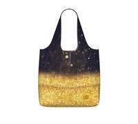 VCzsdff Spalla leggera riutilizzabile riutilizzabile della borsa del mercato 25l del poliestere della borsa della drogheria della stampa scintillante della stella dell'oro Carryall