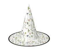 VCzsdff Stagione Acquerelli Di Erbe Fiori Stampa Cosplay Oxford Panno Cappello di Halloween Per Le Feste di Halloween, Leggero 33 Pollici Alto Strega Cap