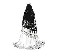 VCzsdff Tasti di pianoforte con note musicali gotico medievale mantello con cappuccio per adolescenti cosplay costume rinascimentale fiera teatro Robe