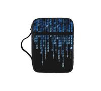 VCzsdff The Blue Binary Printed Scripture Storage Bag, Water Resistant Stationery Holder, Church Worship Study Case