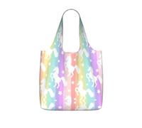 VCzsdff Unicorni su strisce colorate stampa pieghevole drogheria Tote borsa da mercato riutilizzabile 25l leggero poliestere spalla Carryall