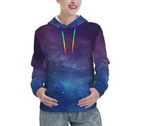 VCzsdff Universo Con Stelle Galaxy Interstellar Felpe con cappuccio da donna a maniche lunghe pullover casual felpe con tasche, pullover invernale, Nero , L