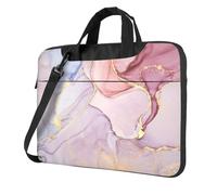 VCzsdff Viola E Oro Stampa Marmo Antiurto Borsa Del Computer Portatile Heavy Duty Oxford Panno Borsa A Tracolla Imbottita Cartella Del Computer Per Viaggio, Nero , 14 inch