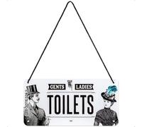 Nostalgic-Art Targa da Appendere Ladies & Gentlemen Toilets - Idea Regalo per i nostalgici, in Metallo, Decorazione con Design Vintage, 10 x 20 cm