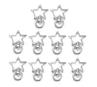 Vdaxvme 10Pcs Carino / Luna Hollow Chiavi Catena Chiavi Anelli Portachiavi Accessori Moschettone Gioielli Fare Risultati, Argento, Star A