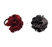Vdaxvme 2 elastici per capelli con fiore grande, per coda di cavallo, accessori per capelli per donne e ragazze, come descritto