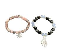 Vdaxvme 2pcs Cuore Coppia Bracciali Halloween Ragni Corrispondenza Braccialetto Mano Corda Elastico Perline Catena Da Polso Gioielli Regalo Accessori Alla Moda, Misura unica, come descritto
