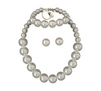Vdaxvme 3. Set di 5 gioielli con perle finte e orecchini, per feste formali, pelle sensibile, set di gioielli alla moda con perle, One Size, come descritto, come descritto